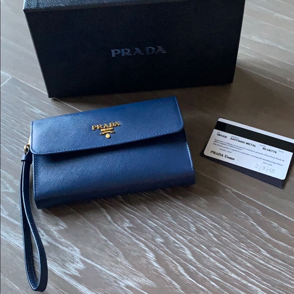 Prada Saffiano Metal Wristlet